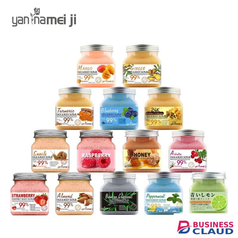 Yan Namei Ji Arbutin Face & Body Scrub – Whitening Exfoliating Polish With Natural Walnut Shell – Smooths, Brightens & Deeply Cleanses – 350g