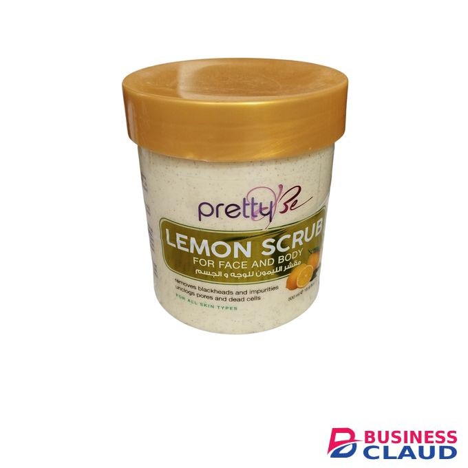 Pretty Be Lemon Face & Body Scrub. Exfoliates, Removes Pigmentations, Blackheads, Dark Spots, Marks, Impurities, Smooths, Glows, Brightens, Softens & Removes Dead Cells.