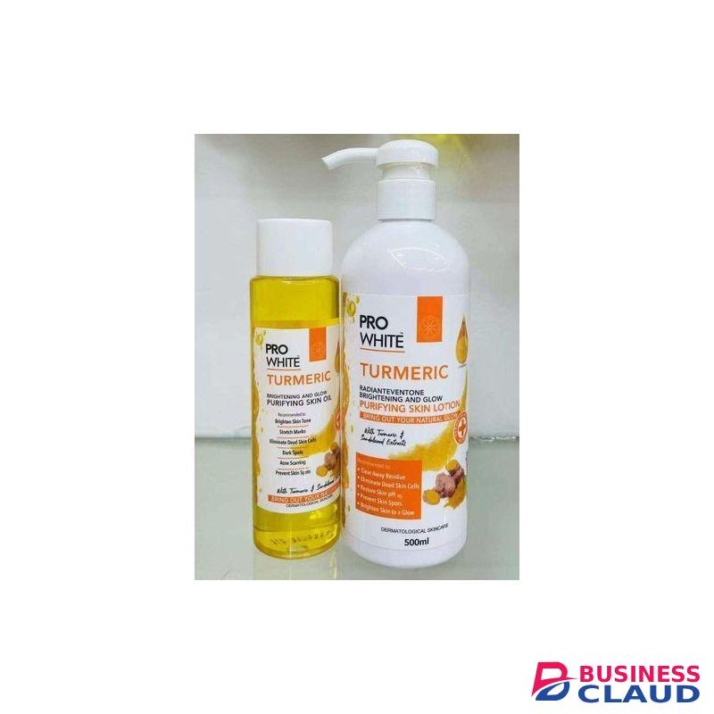 Pro white 2 in 1 Brightening set: Tumeric body lotion + Oil