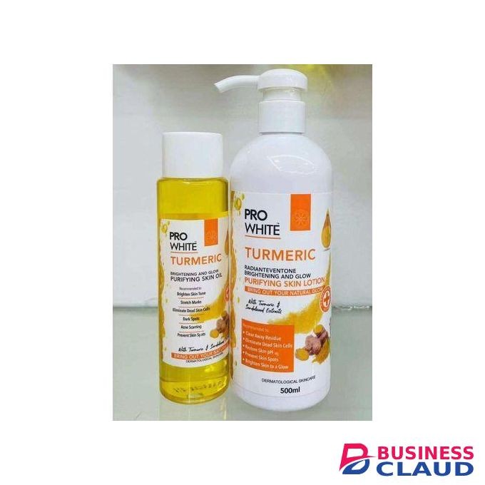 Pro white 2 in 1 Brightening set: Tumeric body lotion + Oil