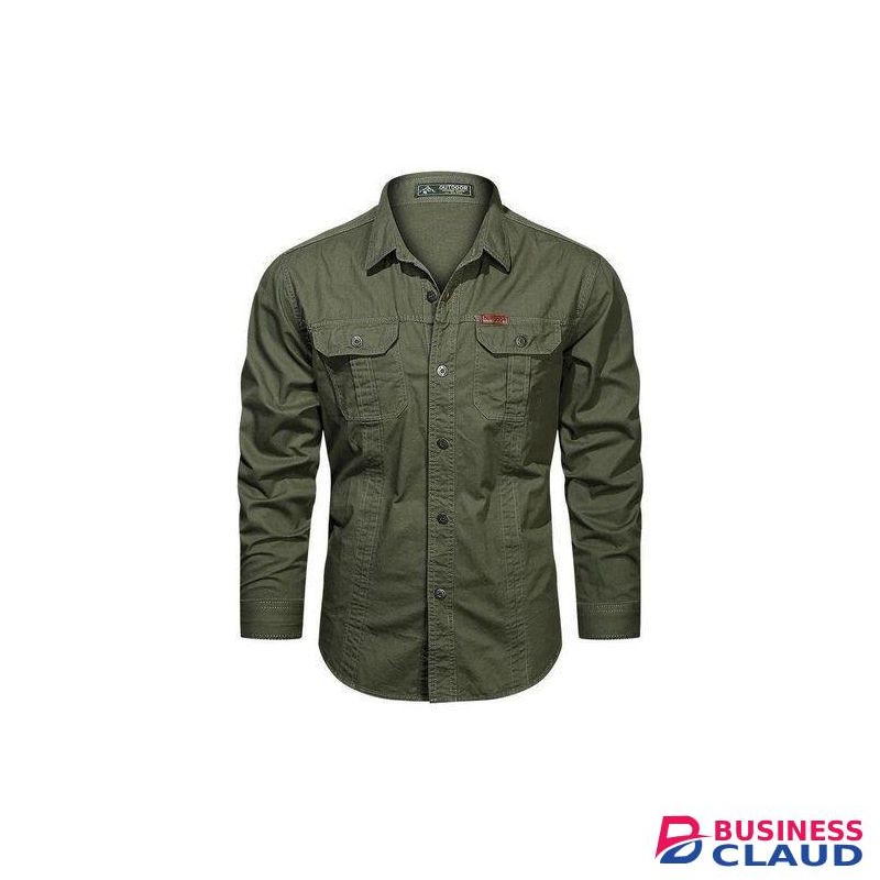 Outdoor Brand Hiking Shirt Men Removable Quick Dry Breathable Tactical Shirt - green