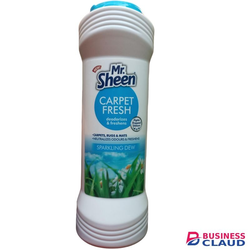 Mr Sheen CARPET FRESH Deodorizes & Freshens CARPETS RUGS & MATS Neutralizes Odours & Freshens SPARKLING DEW jm