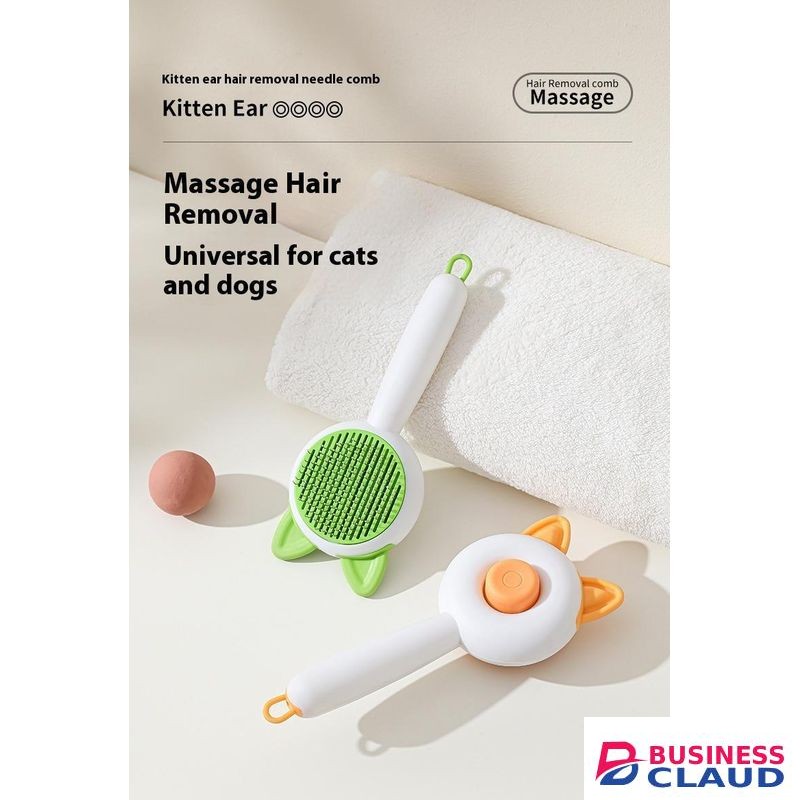 Cat Ear Hair removal Needle Comb,Pet Hair Cleaner Brush, Cat Grooming Brush with Release Button, Cat Brush for Shedding Long or Short Hair Cats Dogs Pet Massage Brushes, Self Cleaning Slicker Comb
