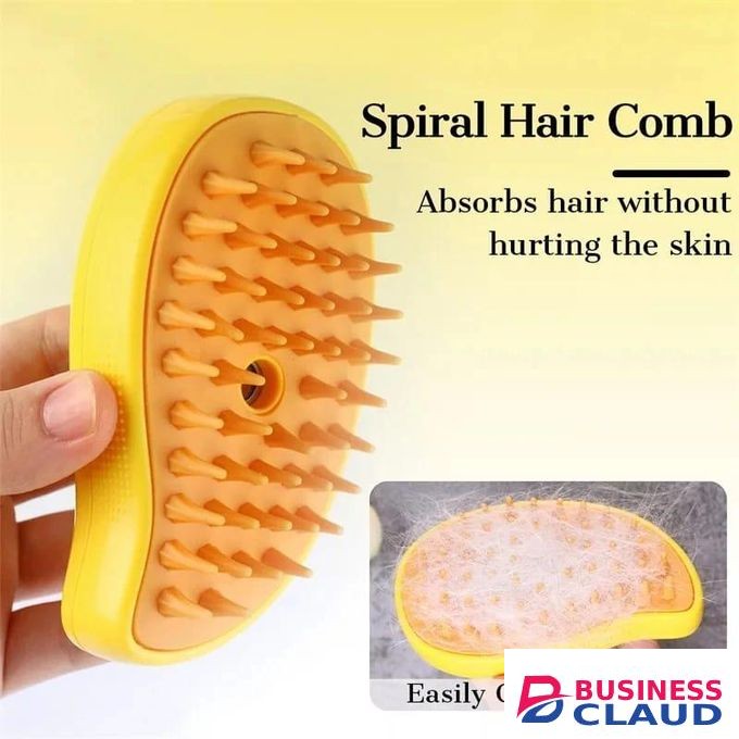 Cat Steam Brush Electric Spray 3 In1 Dog Steamer Brush For Massage Grooming , Yellow