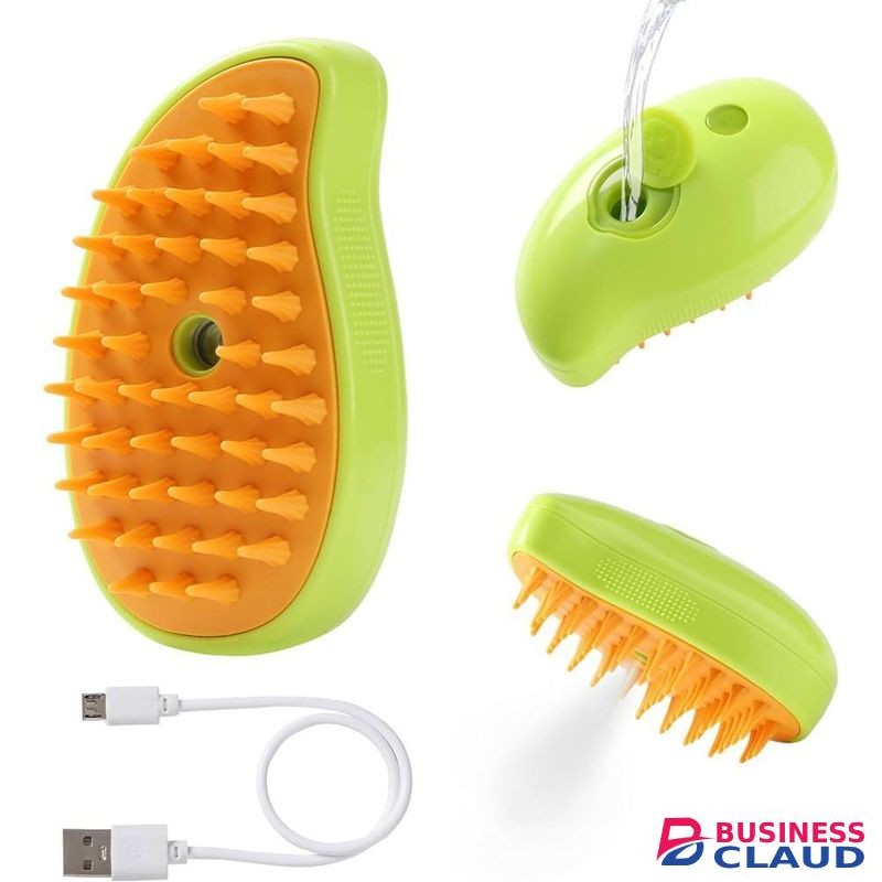 Cat Steam Brush Electric Spray 3 In1 Dog Steamer Brush For Massage Grooming , Green