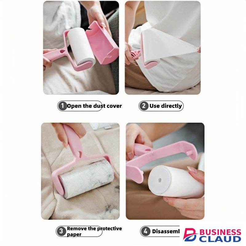 Lint Roller With Tear-Off Test Strips, Pet Hair Roller With 1 Handle, 4 Rolls of Paper - 55 Tears/Roll