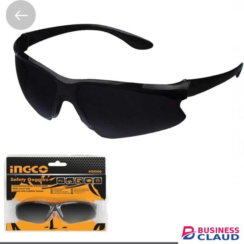 Ingco Safety Goggles Black Dark Shade Glasses, Light Shielding Glasses, Welding Goggles, Outdoor Shades, Multipurpose Protective Goggles, UV Protection, Dark Shade 8