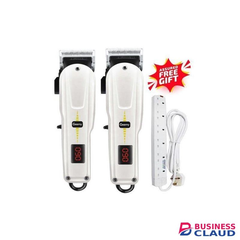 Geemy 2 Pieces Original Electric Rechargeable Cordless Shaving Machine With Indicator-Kinyozi + 6 Way Power Extension