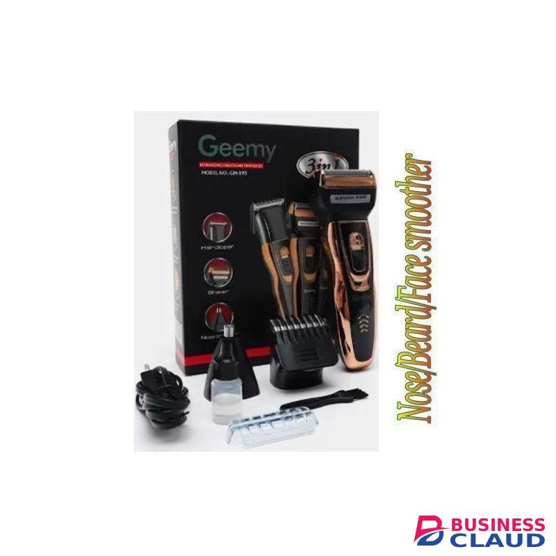 Geemy Rechargeable Smoother Hair Shaving Machine, Shaver- 3 In 1//. Best School Cut Cordless Nose Trimmer & Beard Smoother Plus machine Charging Cable
