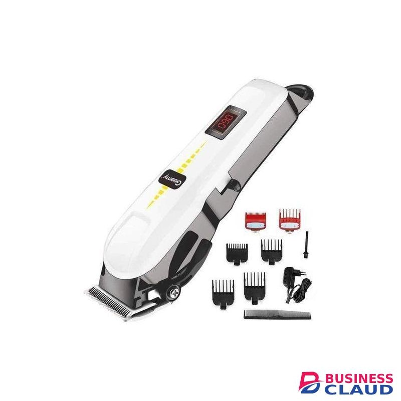Geemy Rechargeable Cordless Shaving Machine With Percentage Indicator // Level Combs, Charging Cable