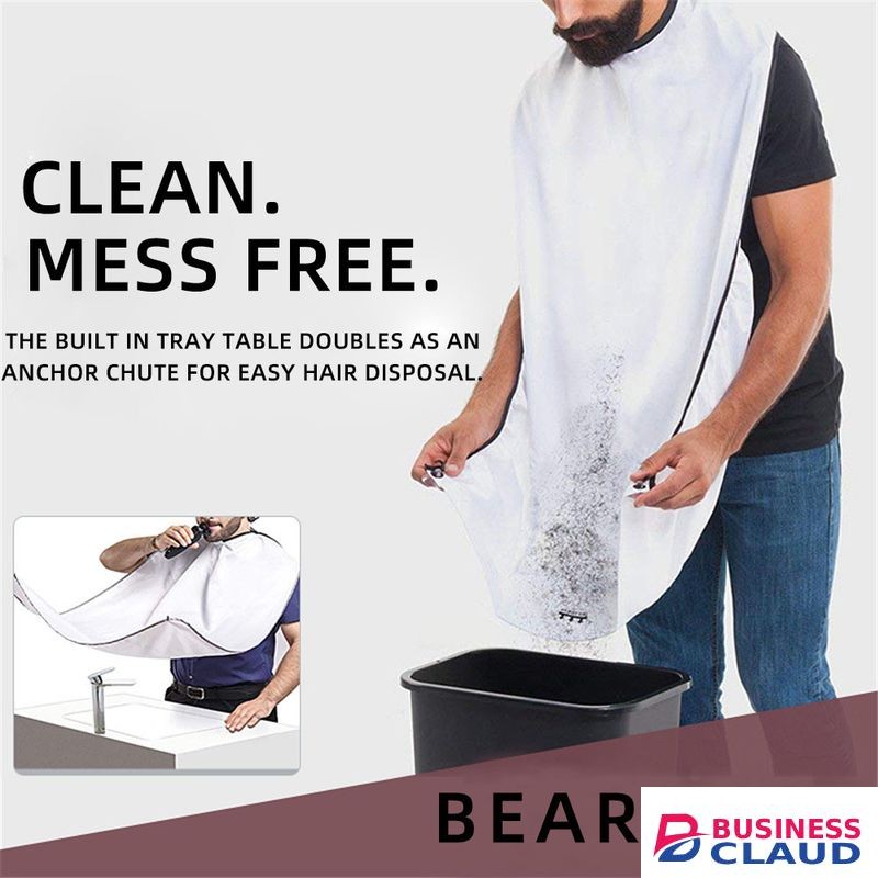 Beard Apron Trimming Catcher Bib Waterproof Non-Stick Hair Gown Shaving Hairdressing Cutting White Hair Holder
