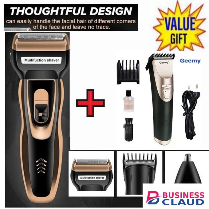 Geemy Affordable Barber Shaving Machine-Kinyozi // Shaver // Kinyozi // Best Kinyozi // BEST Rechargeable Smoother Hair Shaving Machine, Shaver- 3 In 1 FOR KINYOZI BUSINESS + FREE BEARD Trimmer