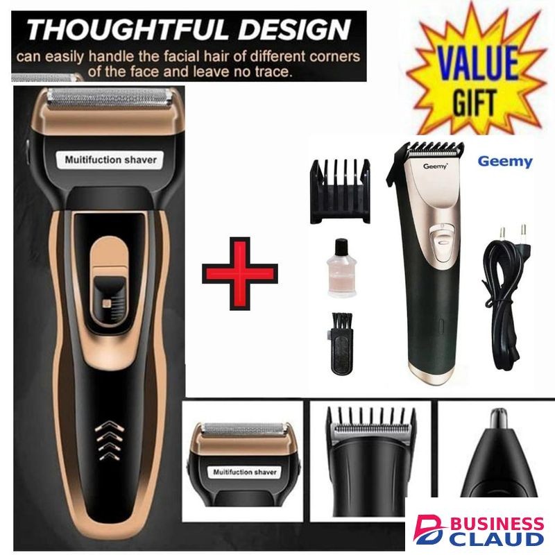 Geemy Affordable Barber Shaving Machine-Kinyozi // Shaver // Kinyozi // Best Kinyozi // BEST Rechargeable Smoother Hair Shaving Machine, Shaver- 3 In 1 FOR KINYOZI BUSINESS + FREE BEARD Trimmer