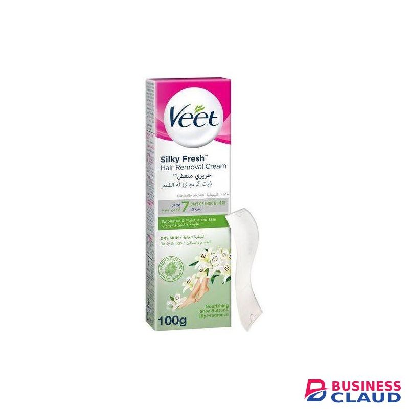 Veet Dry Skin, Hair Removal Cream -Special dry skin treating formula enriched with Shea Butter and Lily Fragrance