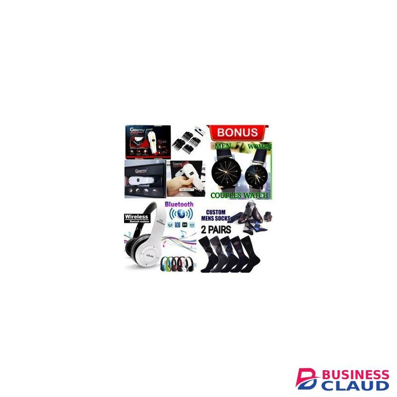 Geemy PROFESSIONAL HAIR & BEARD SHAVING MACHINE ELECTRIC HAIR SHAVER AND BEARD TRIMMER BARBERING KINYOZI SHAVING MACHINE FOR MEN, STUDENTS AND GENTLEMEN HAIR SHAVER KINYOZI MACHINE // HAIR REMOVAL + HAND COUPLE WATCHES , SOCKS & BLUETOOTH WIRELESS HEADPHO