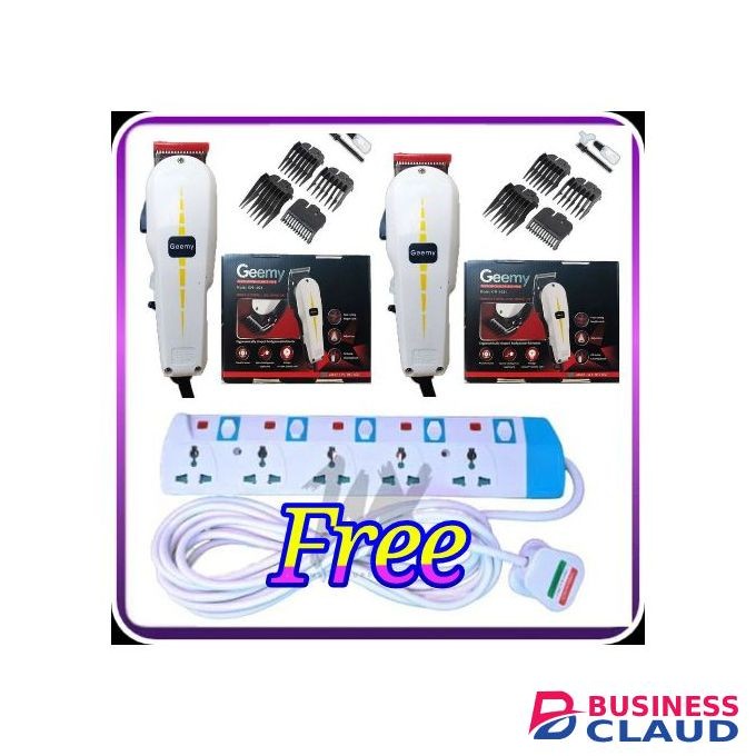 Geemy 2 Hair Shaver & Beard Trimmer Barbering Machine - Kinyozi + Free 5 Way Power Extension Cable.