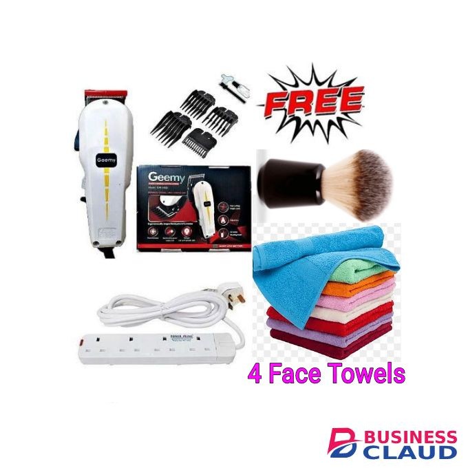Geemy Affordable Barber Shaving Machine-Kinyozi + Free 4 Way Power Extension & 4 Face Towels + After Shaving Brush