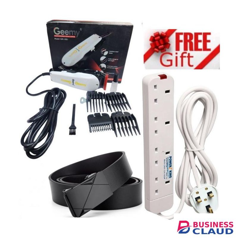 Geemy Affordable Kinyozi Machine Shaving Machine for Students & Youth Haircuts + FREE GIFT 4-WAY POWER EXTENSION CABLE SOCKET & LEATHER OFFICIAL LUXURIOUS LEATHER BELT