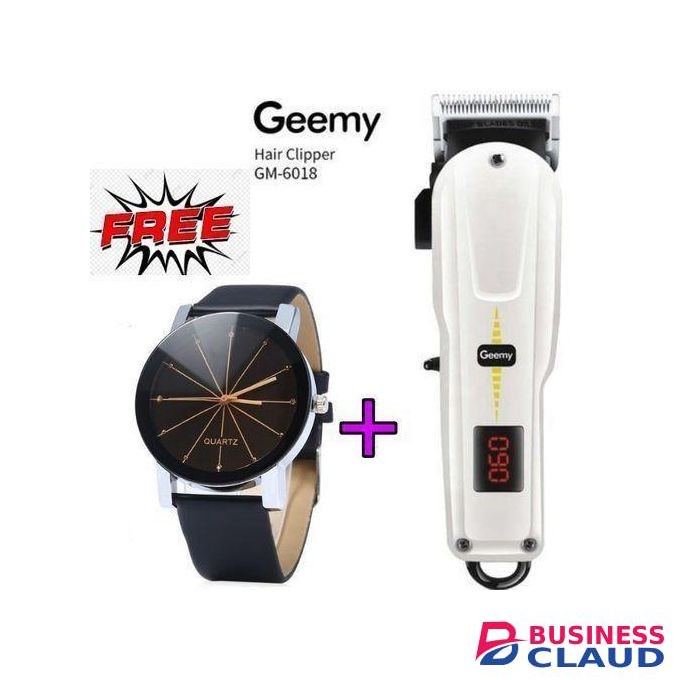 Geemy Rechargeable Cordless Shaving Machine With Indicator+ Free Watch // KINYOZI MACHINE