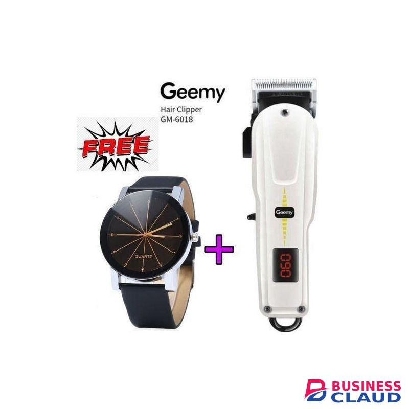 Geemy Rechargeable Cordless Shaving Machine With Indicator+ Free Watch // KINYOZI MACHINE