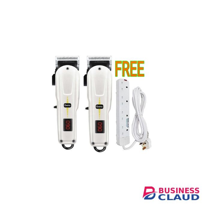 Geemy 2 PCS Rechargeable Cordless Shaving Machine With Indicator + Bonus 4 Way Power Extension