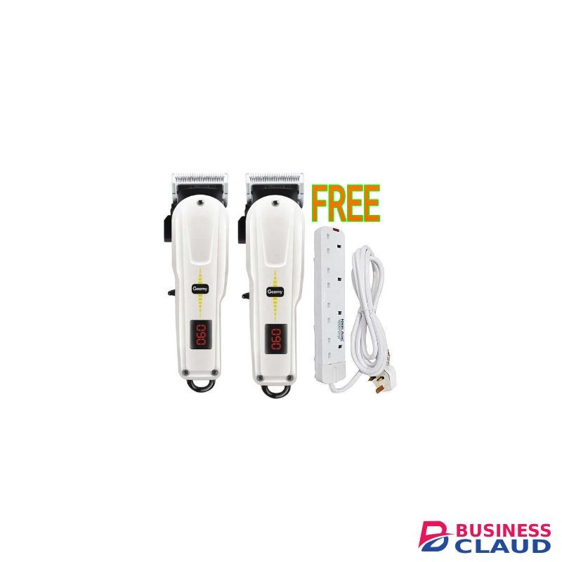 Geemy 2 PCS Rechargeable Cordless Shaving Machine With Indicator + Bonus 4 Way Power Extension