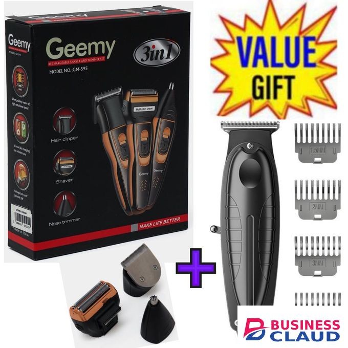 Geemy Affordable Barber Shaving Machine-Kinyozi // Shaver // Kinyozi // Best Kinyozi // BEST Rechargeable Smoother Hair Shaving Machine, Shaver- 3 In 1 FOR KINYOZI BUSINESS + FREE Trimmer // Shaver