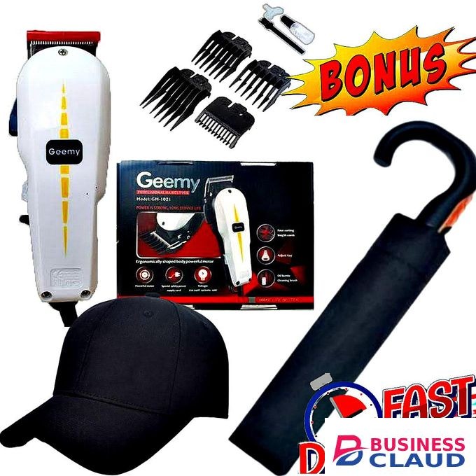Geemy Men's ELECTRIC PROFESSIONAL HAIR CLIPPER SHAVER / Beard Trimmer- Shaving Machine-Kinyozi + VALUES GIFTS Cap & CHECKED UMBRELLA COMPACT SIZE WITH OPENING SWITCH