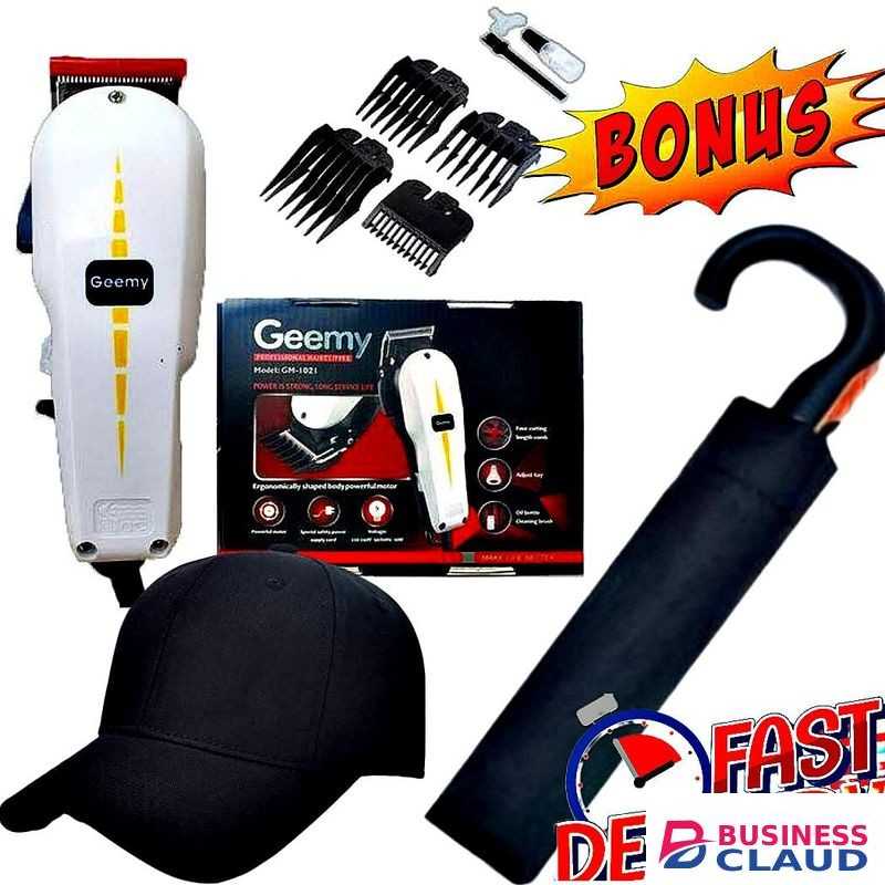 Geemy Men's ELECTRIC PROFESSIONAL HAIR CLIPPER SHAVER / Beard Trimmer- Shaving Machine-Kinyozi + VALUES GIFTS Cap & CHECKED UMBRELLA COMPACT SIZE WITH OPENING SWITCH
