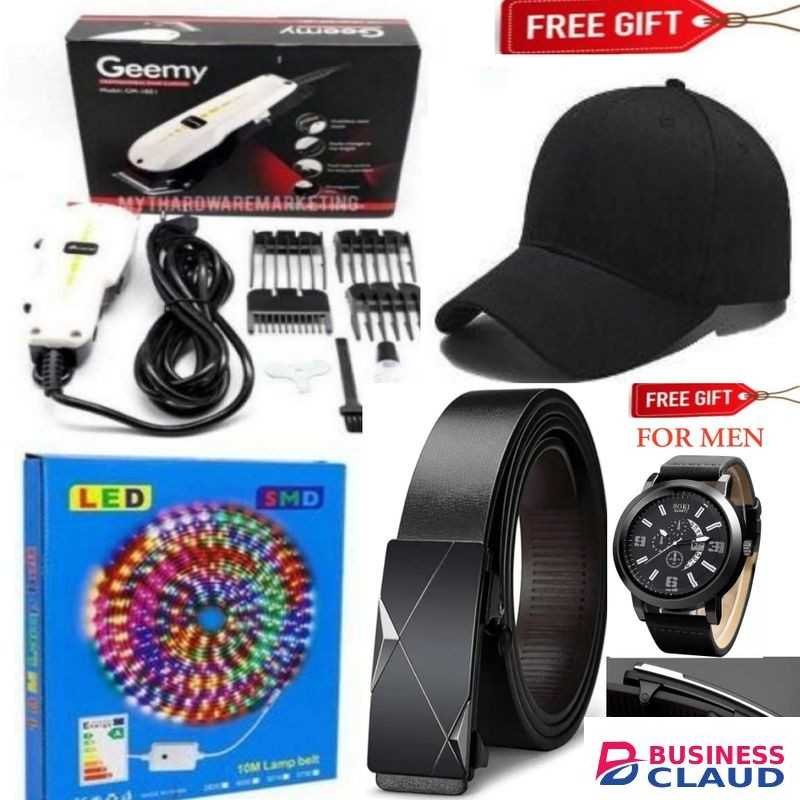 Geemy ELECTRIC SHAVER FOR KINYOZI BUSINESS AND SALON BEST// PROFESSIONAL HAIR SHAVING ELECTRIC HAIR KINYOZI MACHINE + FREE DECORATING SNAKE LIGHT + BELT + WATCH + CAP