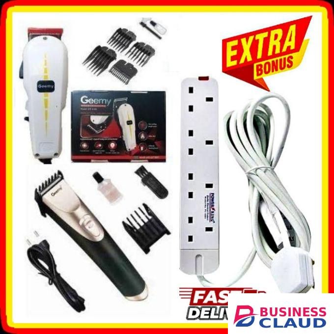 Geemy PROFESSIONAL HAIR SHAVING ELECTRIC HAIR KINYOZI MACHINE + FREE BEST CORDLESS RECHARGEABLE SCHOOL CUT SHAVER TRIMMER, 4 WAY POWER EXTENSION CABLE.