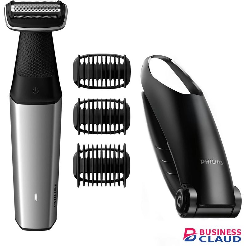Philips Bodygroom 5000 Series Body Groomer for Men With Back Attachment Skin-Friendly Shaver Full Body Grooming Bi-directional Trimmer Black with Silver