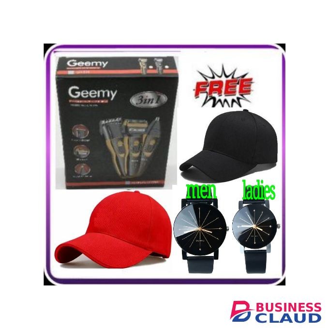 Geemy Home Cutting Shaving Machine 3 In 1 Smoother,Nose + Free Men/Women Watches, Baseball Càps