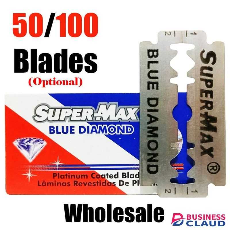 Supermax Super-max Blue Diamond Platinum Coated Double Edge Razor Blades