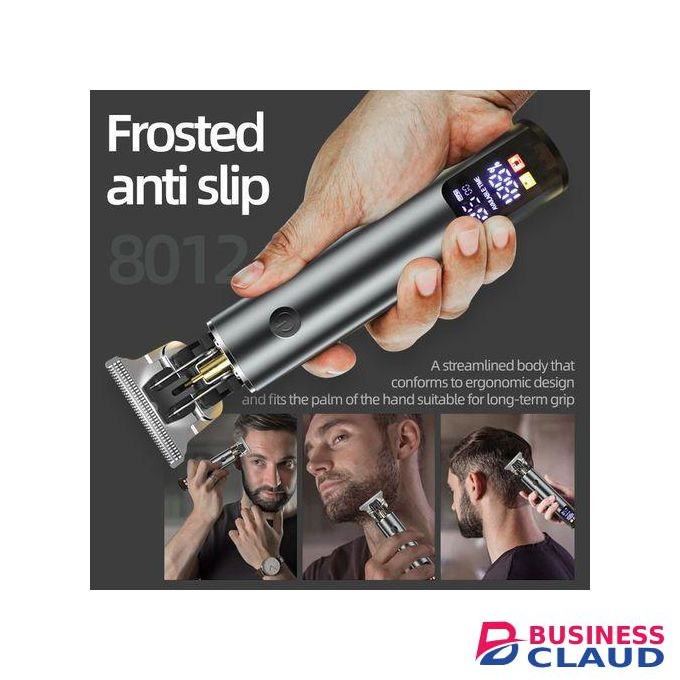 Professional Hair Trimmer Shaver – Rechargeable Electric Clipper with Digital Display, Frosted Anti-Slip Grip & Ergonomic Design for Hair & Beard Grooming