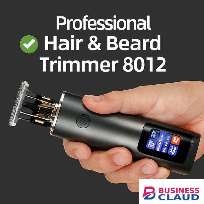 Professional Hair Trimmer Shaver – Rechargeable Electric Clipper with Digital Display, Frosted Anti-Slip Grip & Ergonomic Design for Hair & Beard Grooming