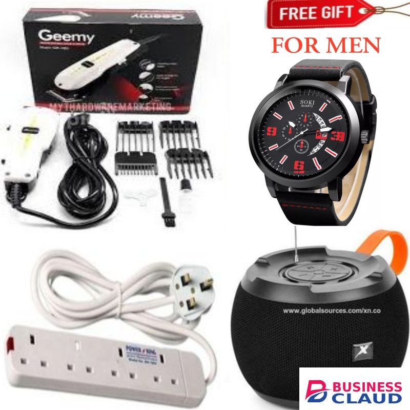 Geemy Multi-Use Kinyozi Shaving Machine – Perfect for Home Haircuts & Barbershops + Free Power Extension & C15 BLUETOOTH SPEAKER + WATCH