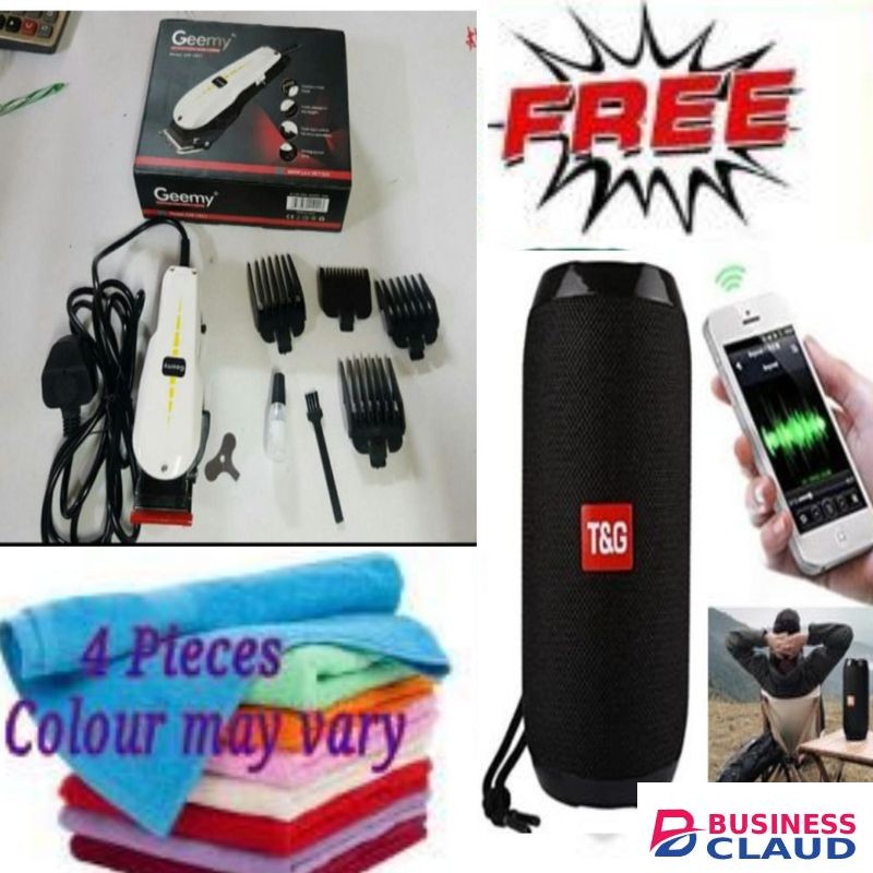 Geemy Affordable Barber Shaving Machine-Kinyozi // Shaver // Kinyozi // Best Kinyozi + Bluetooth Speaker Red + Face Towels