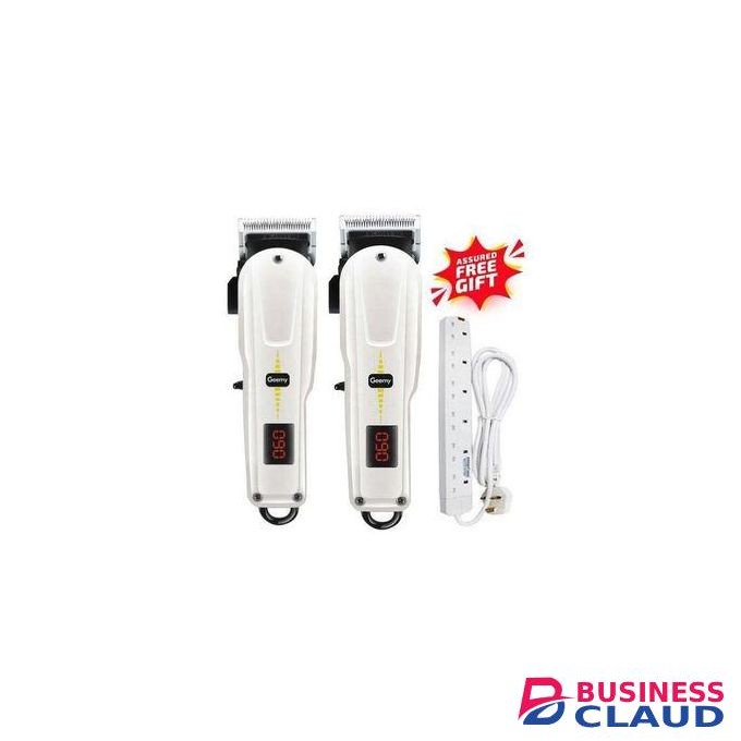 Geemy High Quality 2 Pieces Electric Rechargeable Cordless Shaving Machine With Indicator-Kinyozi + 6 Way Power Extension