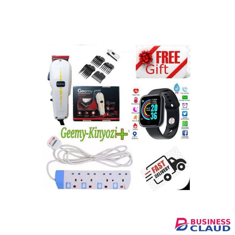 Geemy Affordable Professional Hair Shaving Machine- Kinyozi + Bonus Bluetooth S & Best 4 Way Power Extension Cable mart