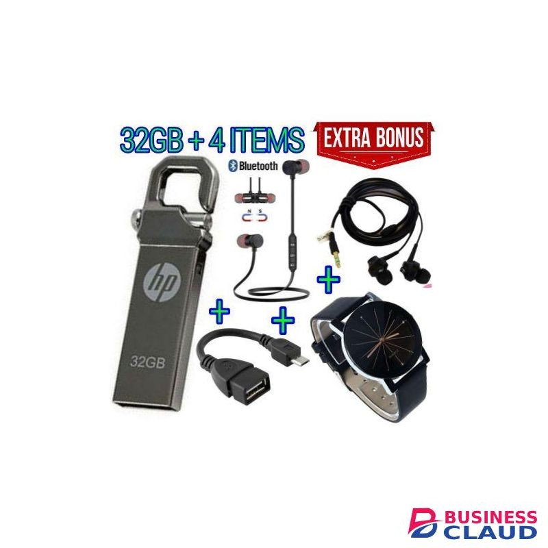 HP 32GB Metallic Flash Disk + Free Headset With Bonus // 32 GB FLASH DISK + GIFTS