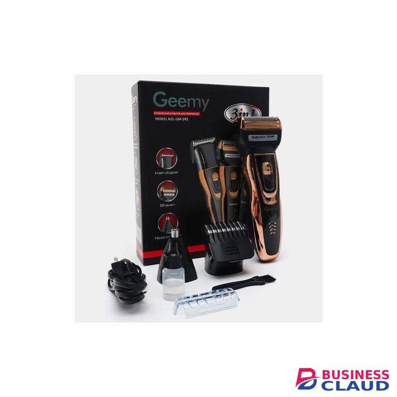 Geemy Affordable SHAVING MACHINE FOR MEN & LADIES BUSINESS GM-595 3 IN 1 Rechargeable Grooming Kit Cutting Hair Electric Shavers Clipper