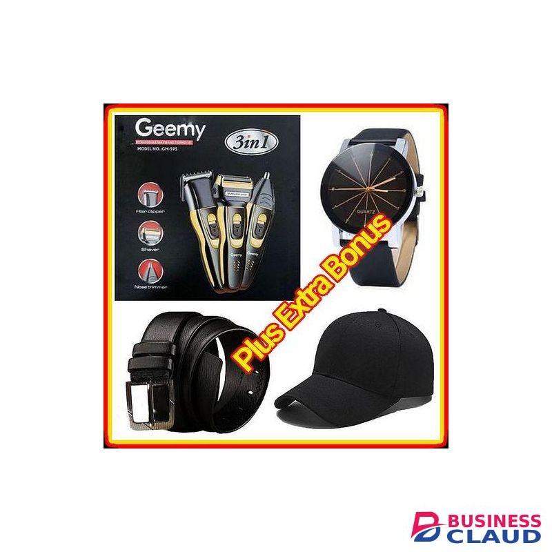 Geemy Smart Hair & Beard Shaver + Men Extra Belt, Watch,Cap