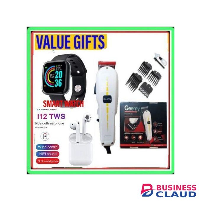 Geemy Hair/Shaving Machine & Smart Watch + Airpods