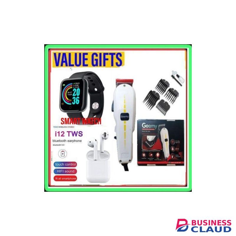Geemy Hair/Shaving Machine & Smart Watch + Airpods
