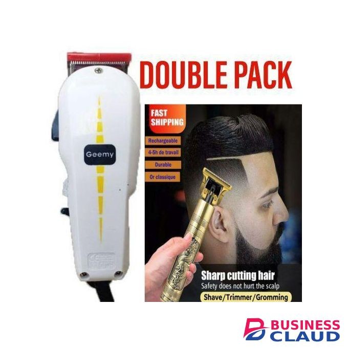 Geemy MODERN STYLE Shaving Machine / Shaving Machine-Kinyozi & T9 Dragon Rechargeable Metal Hair Clipper Gold