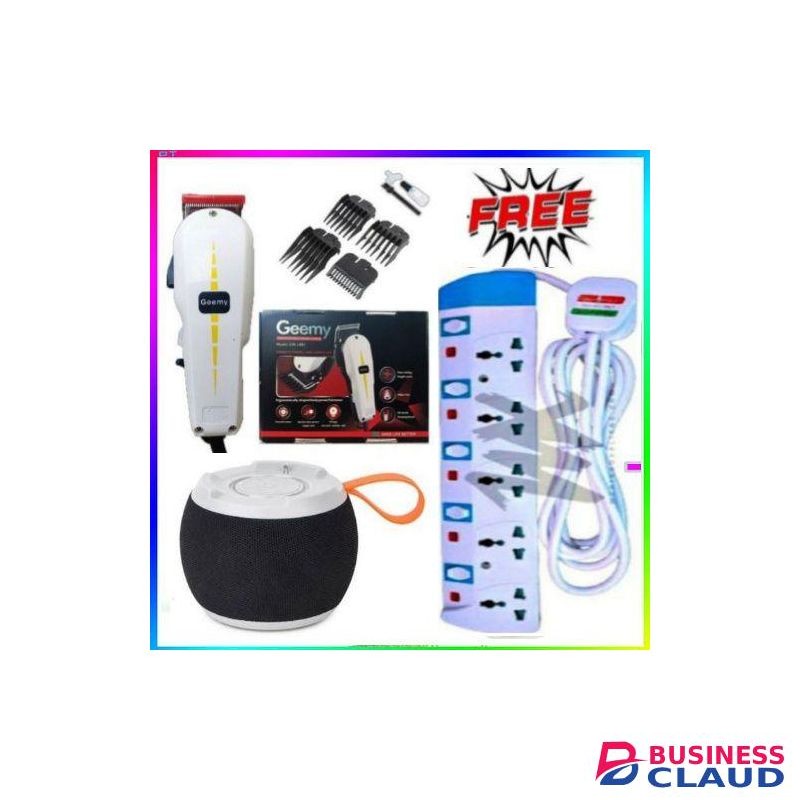 Geemy Professional Hair/Shaving Trimmer Original Machine - Kinyozi + Free 5 Way Extension & C15 Speaker
