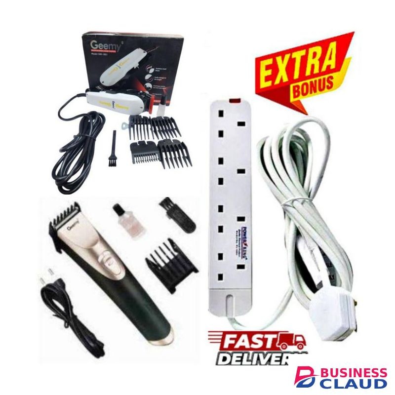 Geemy BEST PROFESSIONAL Electric Hair Clipper SHAVING MACHINE for Barbers +RECHARGEABLE Cordless Trimmer + FREE 4-WAY Cable Combo