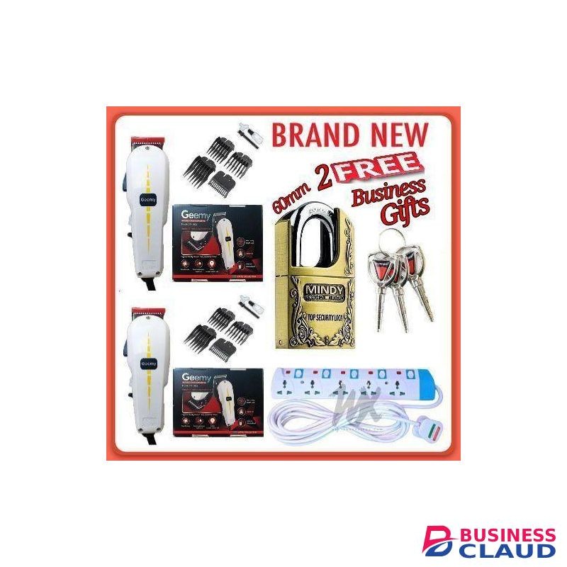 Geemy BEST 2 Business Hair Shaver & Beard Trimmer Barbering Machine - Kinyozi + Free 5 Way Extension Cable Padlock