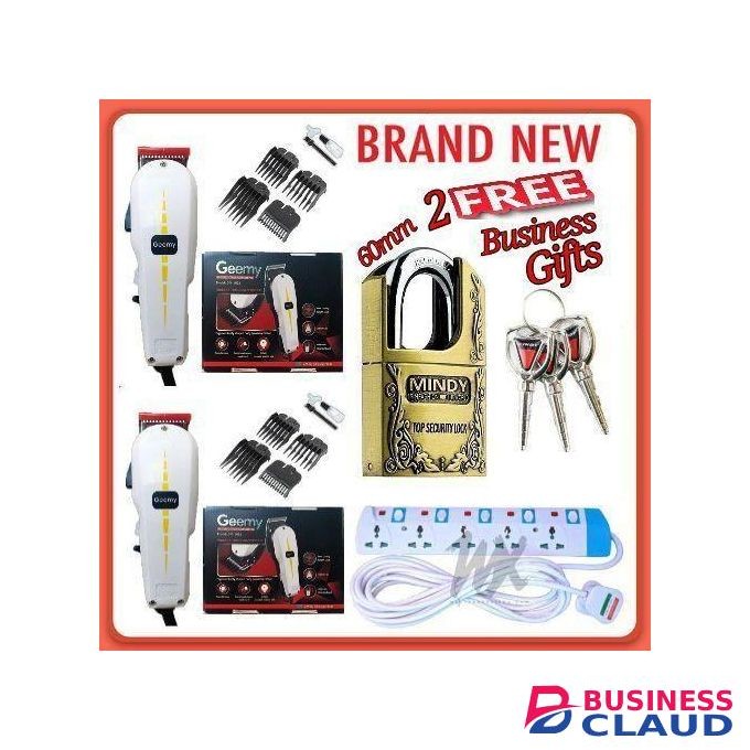 Geemy BEST 2 Business Hair Shaver & Beard Trimmer Barbering Machine - Kinyozi + Free 5 Way Extension Cable Padlock